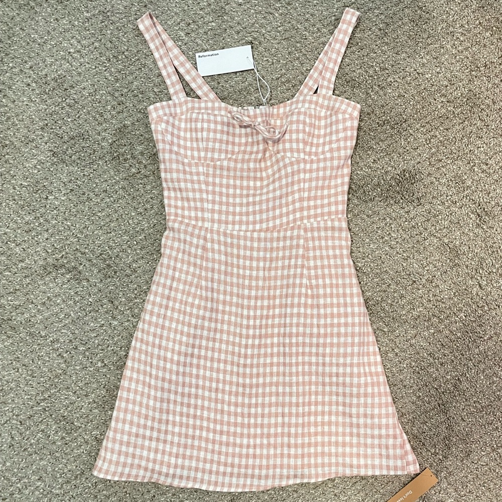 reformation pink dress
